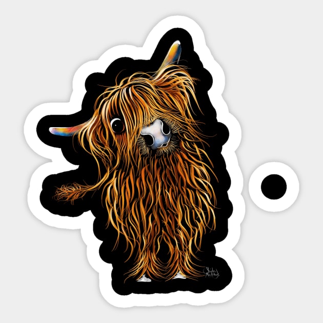 Highland Cow Print, Animal Print ' CoooWeee ' Sticker by ShirleyMac